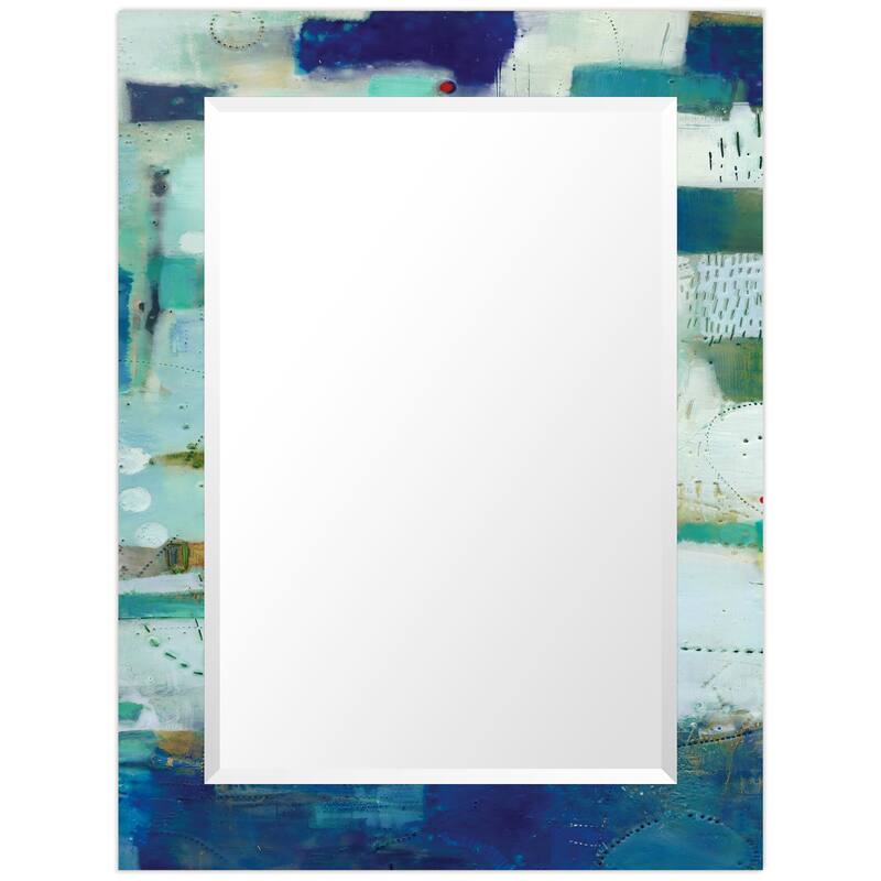 Crore Rectangular Beveled Mirror on Free Floating Printed Tempered Art Glass - Clear - 40" x 30"