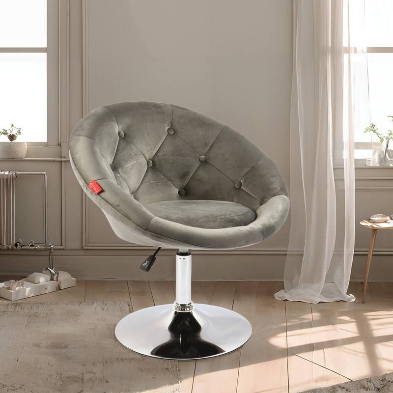 VANITII Accent Chair Swivel Vanity Chair Office Desk Chair Modern Height Adjustable Pink/Grey/White - Grey