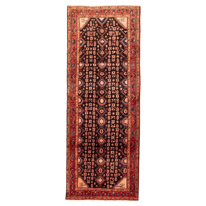 Andelz Red Rug 3'11" x 10'7" - 4'5 x 11'7 - Dark Navy/ Red - 4'5 x 11'7