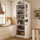 preview thumbnail 32 of 60, Glass Cabinet White Display Curio Storage Cabinet with Glass Doors