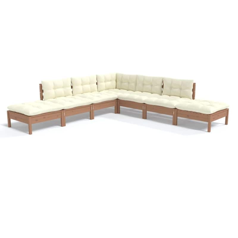 vidaXL Solid Pinewood Patio Lounge Set 8 Piece with Cushions Multi Colors - 25" x 25" x 24.6"