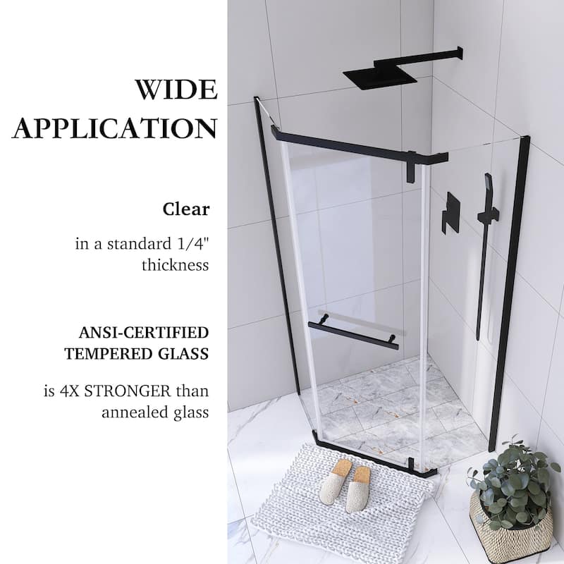 36'' x 72'' Neo-angle Pivot Semi-Frameless Corner Shower Enclosure