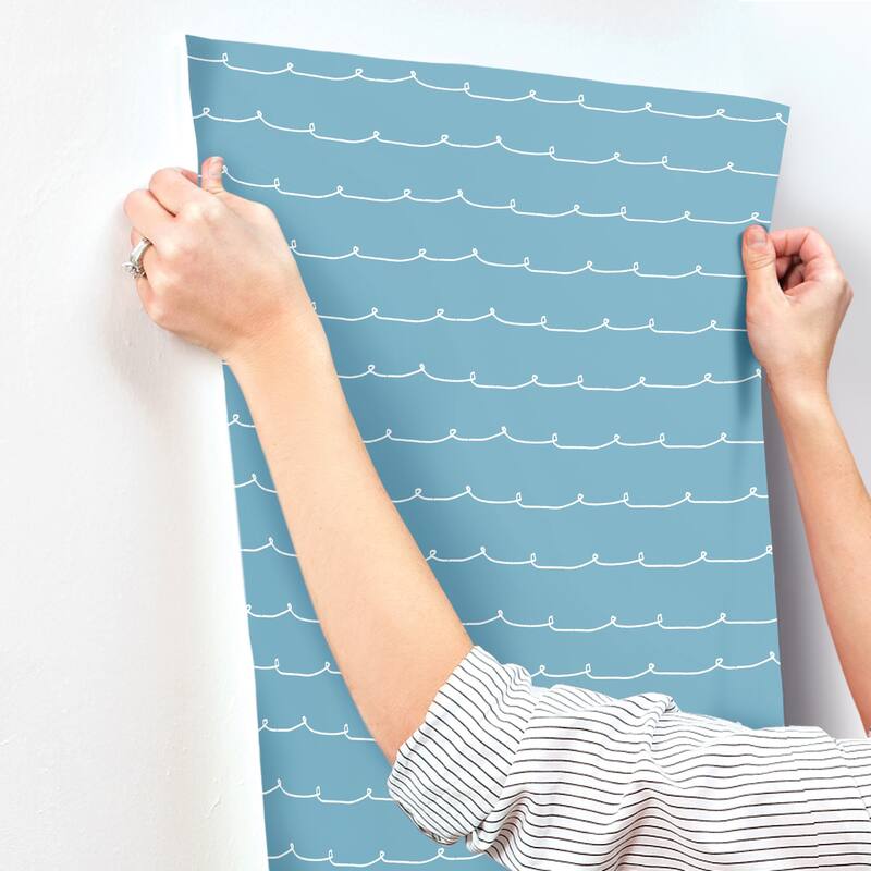 Advantage Wiggle Line Blue Stripe Wallpaper