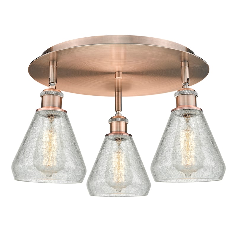Innovations Lighting Conesus - 3 Light 18" Flush Mount - Antique Copper