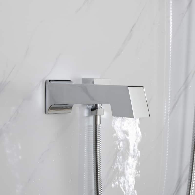 Cero 1-Spray Tub and Shower Faucet Combo with Square Showerhead and Handheld Shower Wand in Chrome - N/A