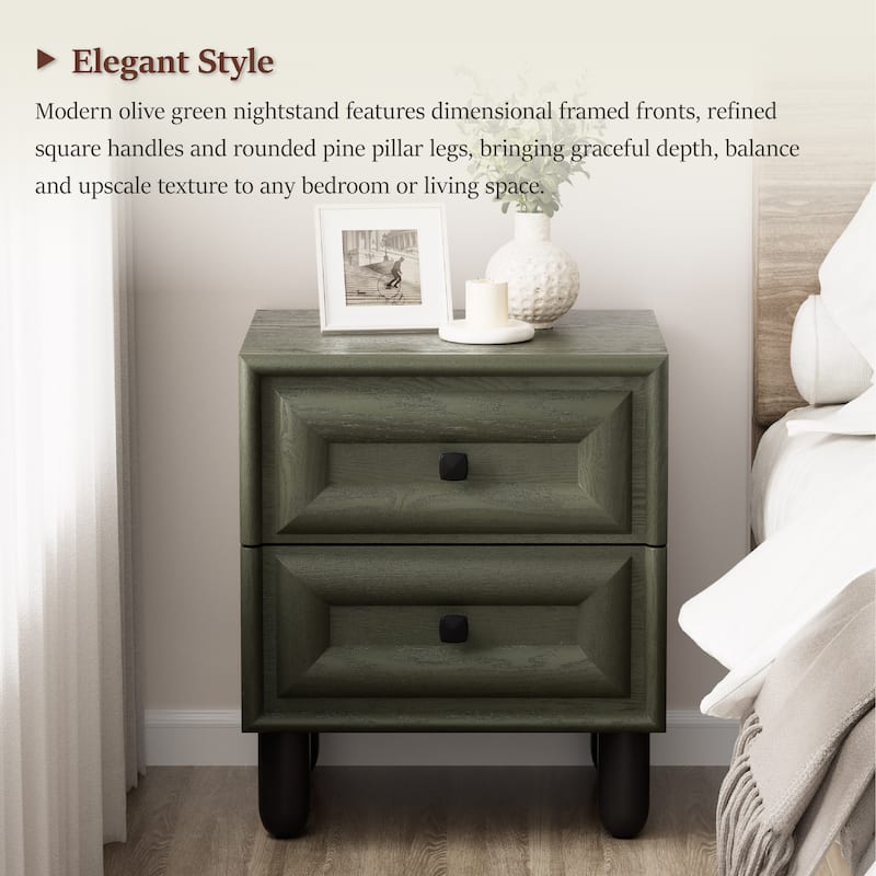 COZAYH Modern Geometric Dresser with Textured Frame Fronts, Contemporary Nightstand Featuring Rounded Pillar Pine Wood Legs