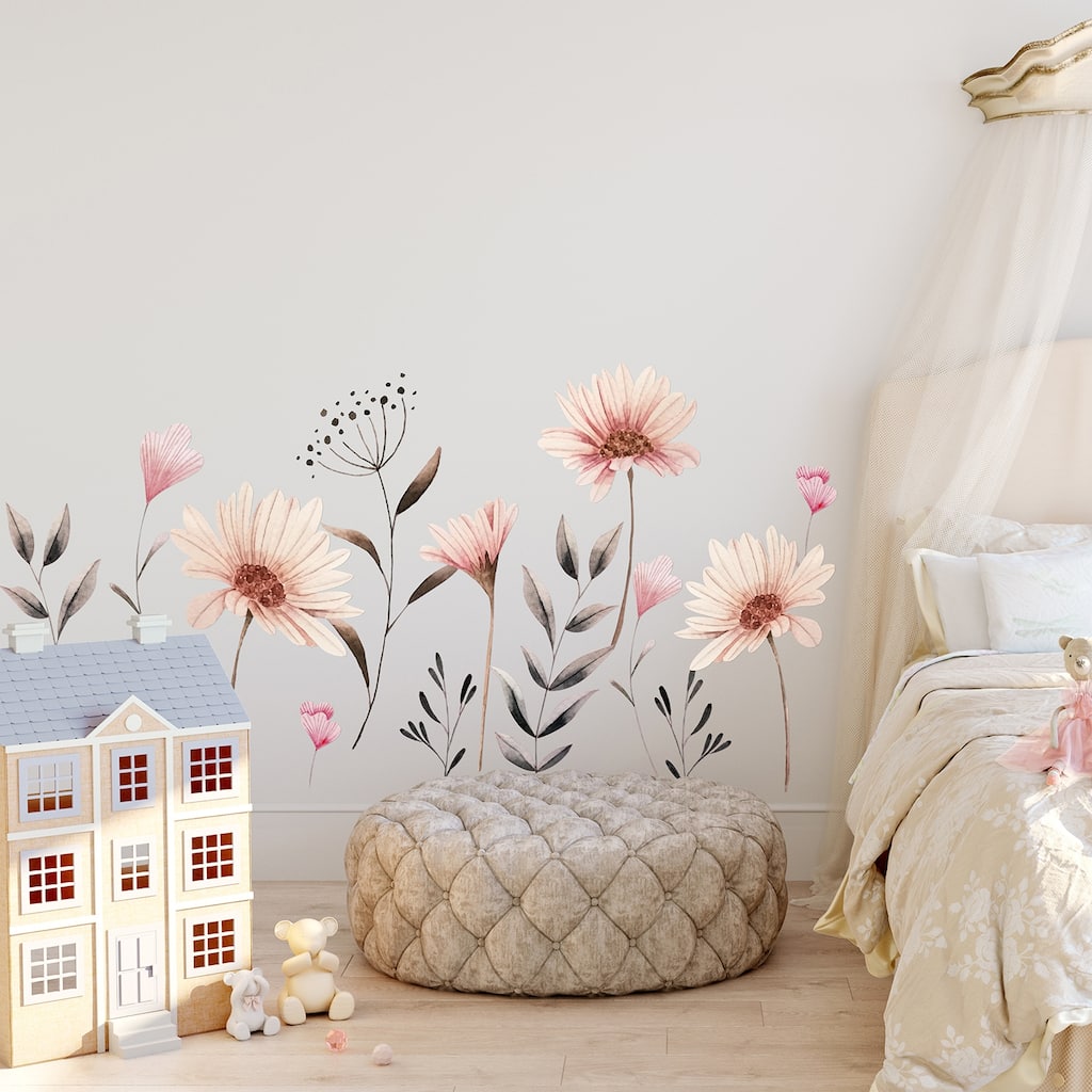 Walplus Delicate Watercolour Flowers Floral Wall Sticker Nursery Decor