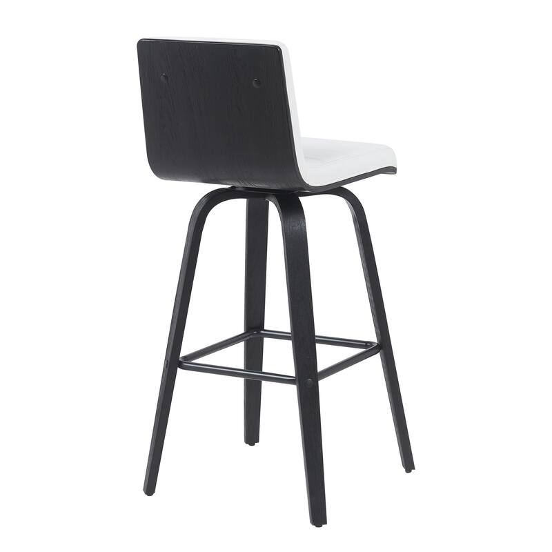 Skara Swivel Bar Stool, Upholstered Bar Height Chair with Bentwood Frame