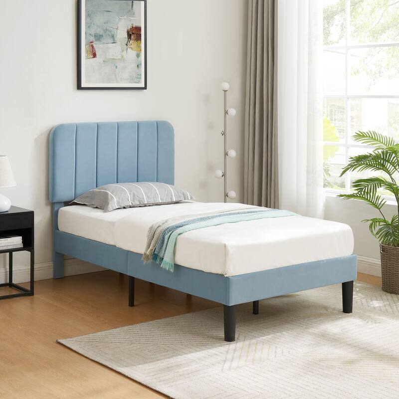 Javlergo Upholstered Bed Frames with Height-adjustable Headboard