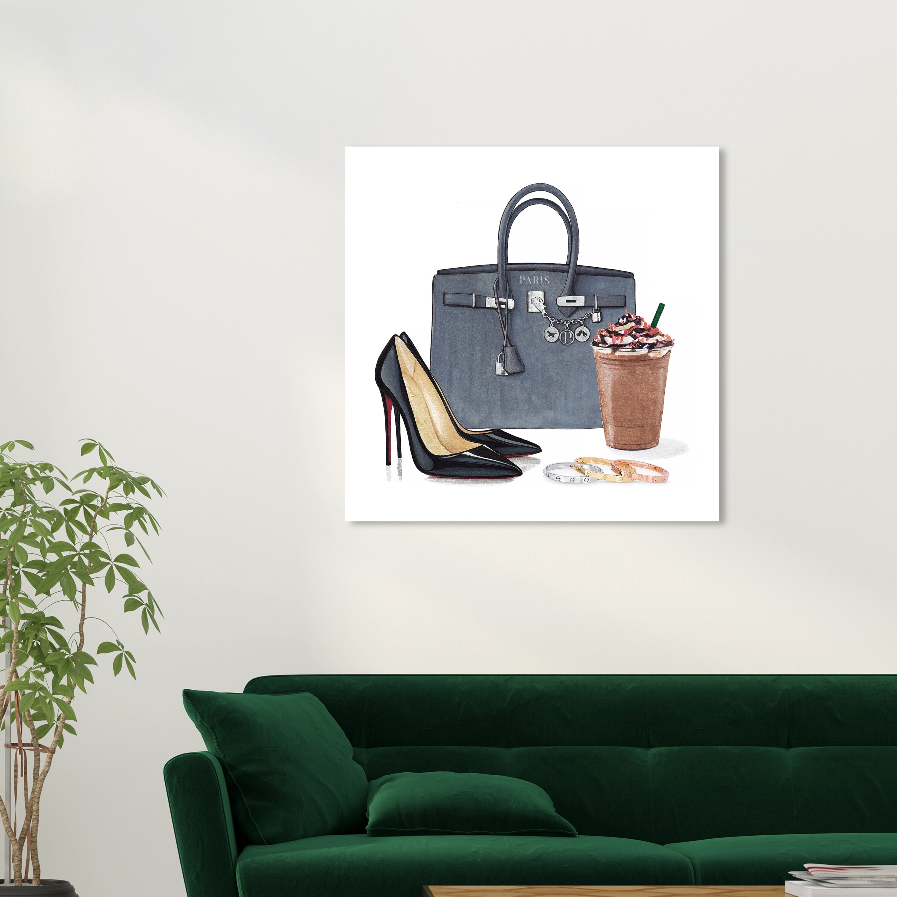 Wynwood Studio Fashion and Glam Morning Necessities White and Modern & Contemporary Wall Art Canvas Print