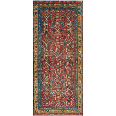 Fine Vintage Distressed Aliceson Red/Blue Runner - 2'11" x 6'9"