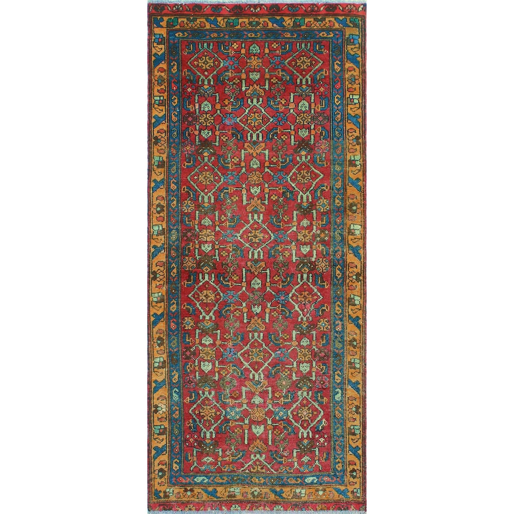 Fine Vintage Distressed Aliceson Red/Blue Runner - 2'11" x 6'9"