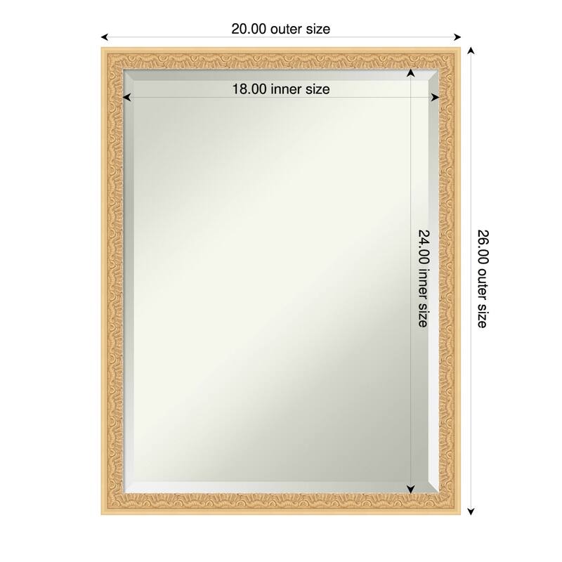 Bethany Beveled Wood Framed Wall Mirror - 20 x 26 in - Bethany Gold