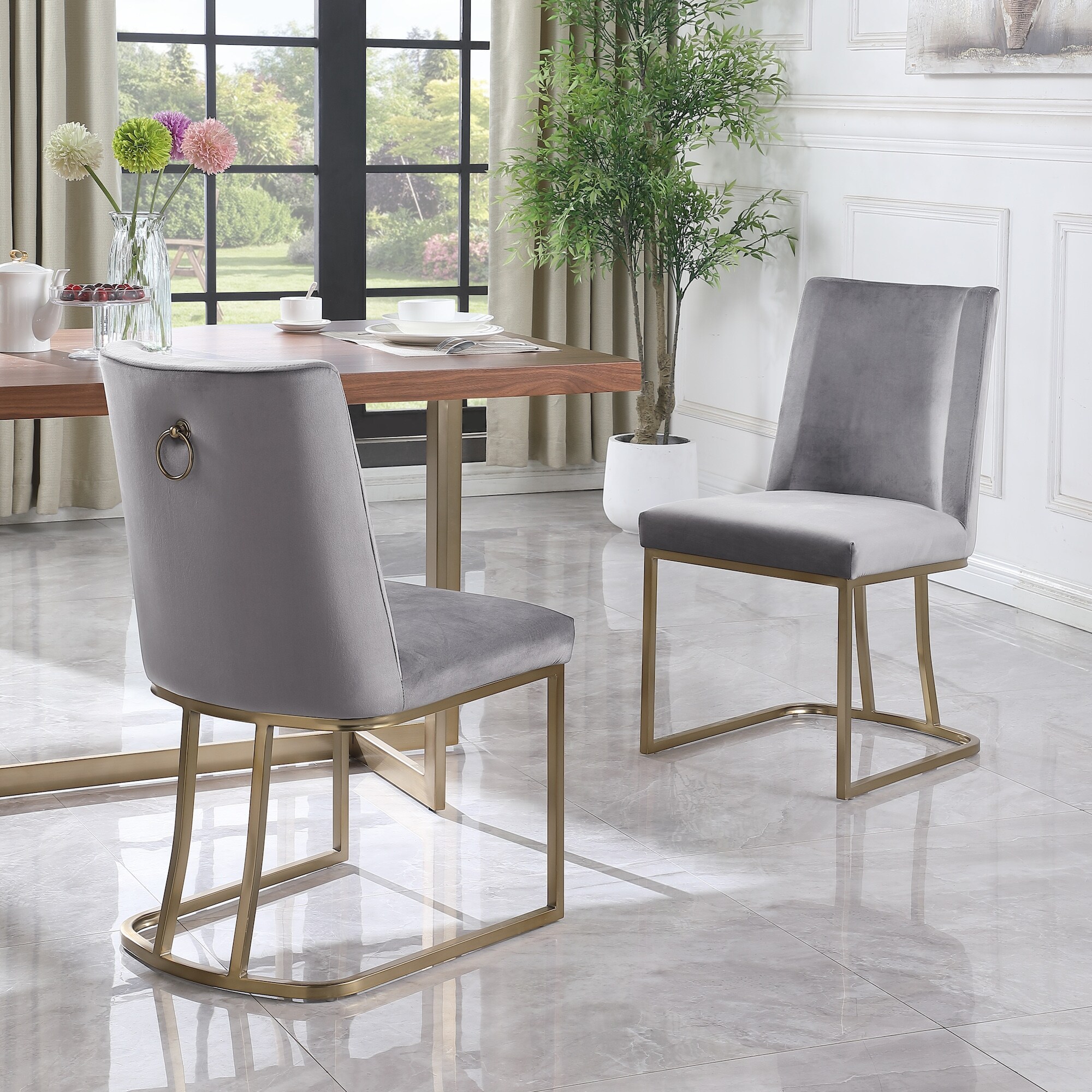 Retro velvet deals dining chairs