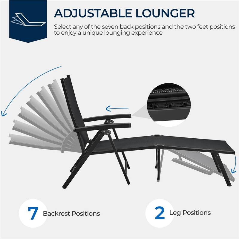 Yaheetech 2pcs Texteline Outdoor Chaise Lounge Portable Patio Lounge