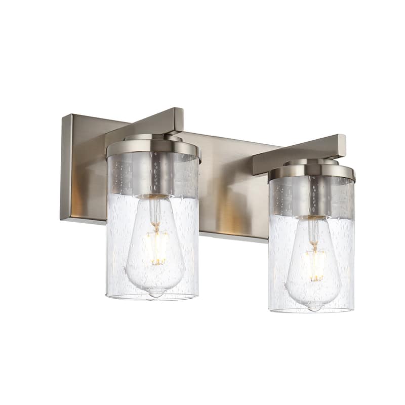 Vinluz Brushed Nickel Vanity Lights with Seeded Glass Shade