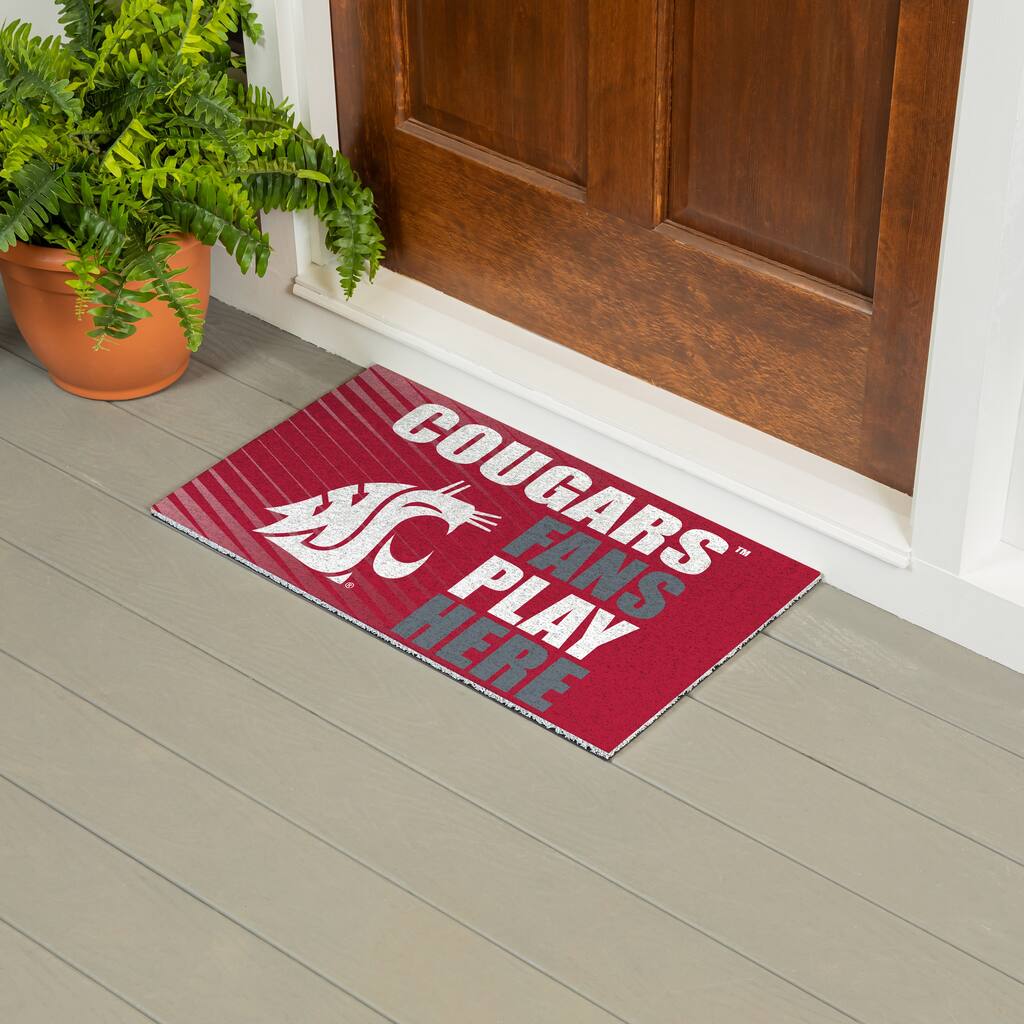 28 in. x 16 in. Washington State University "Fans Play Here" PVC Door Mat