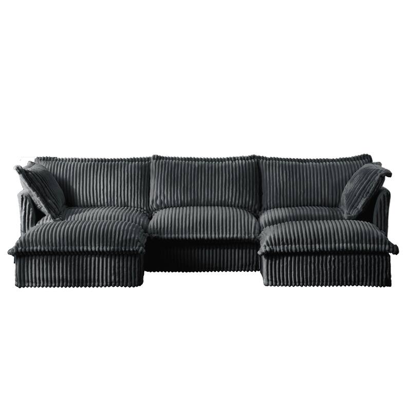 Upholstered Sofa for Living Room, U-Shaped Modular Sectional Sofa, Deep Seat 3-Seater Couch with Multiple Cushions for Apartment