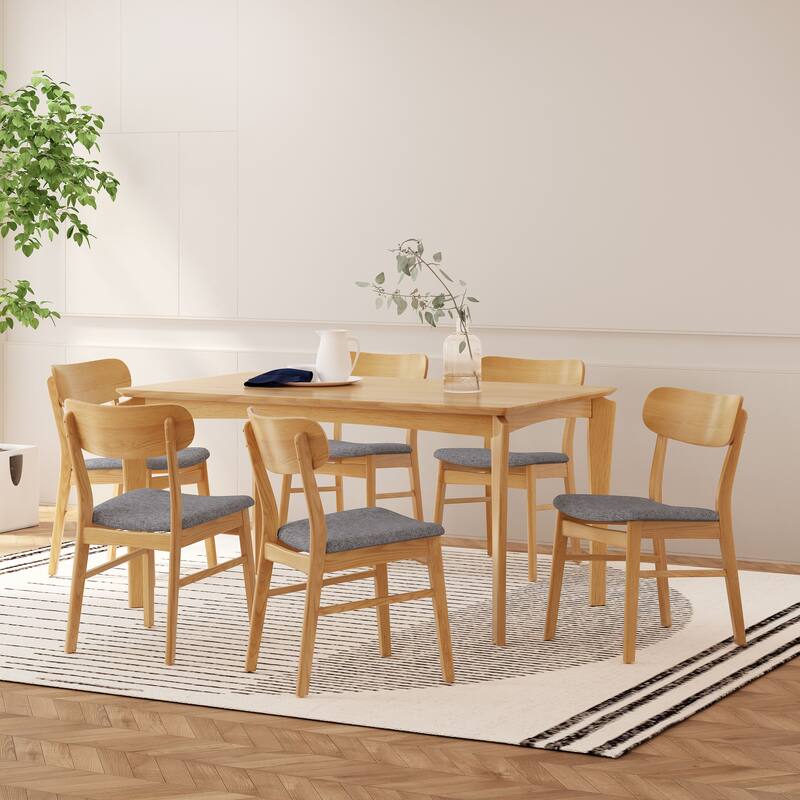 Ballantrae Wood 7 Piece Dining Set by Christopher Knight Home - Natural Oak+ Dark Gray