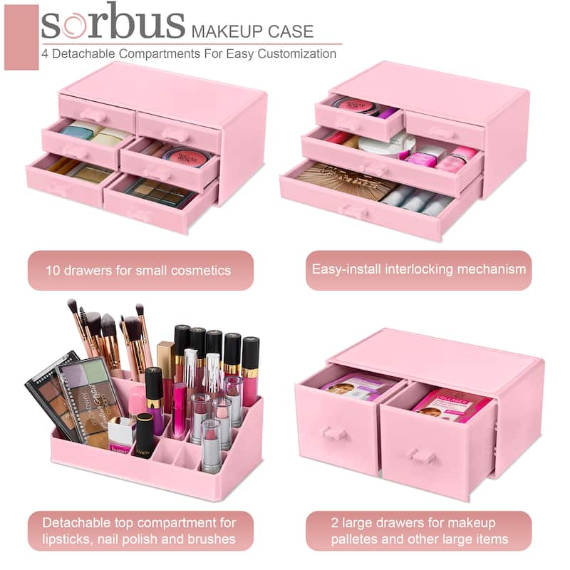 Sorbus Large Makeup Organizer and Storage for Vanity - 9.25" L x 5.25" W x 15.75" H