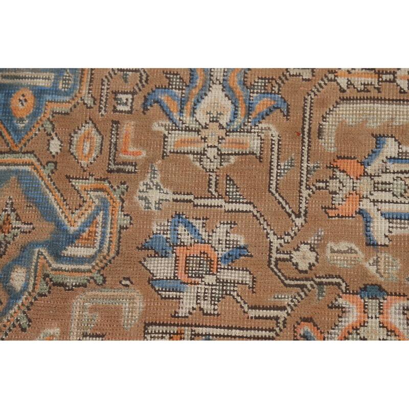 Brown Tabriz Persian Area Rug Hand-Knotted Geometric Wool Carpet - 6'5"x 9'8"