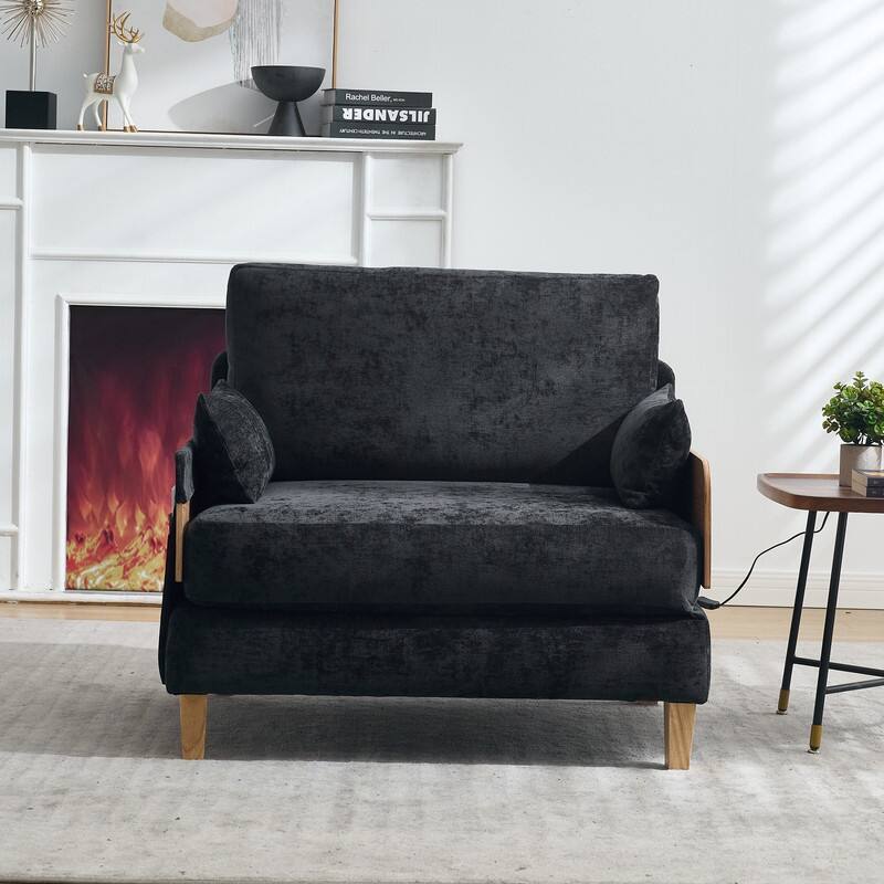 37.01" Foldable Sofa Bed Recliner, 3-in-1 Convertible Sleeper - Black
