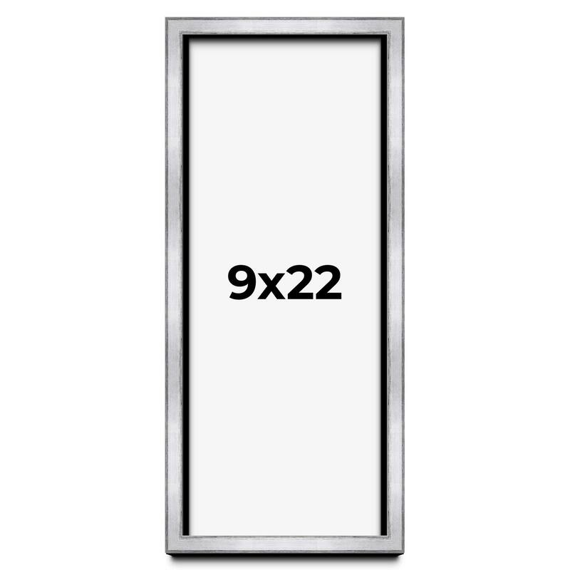 9x22 Shadow Box Frame Silver | 1.375 Inches Deep Real Wood