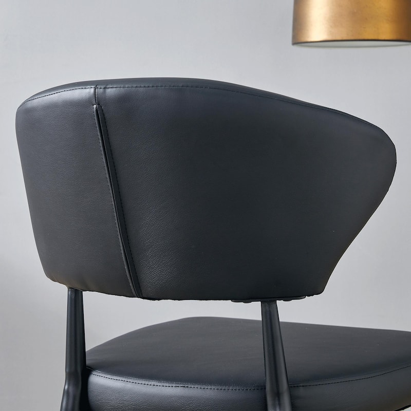 Black Minimalist Ergonomic Dining Chair, With A Curved Backrest For Comfortable Design,Unlocking A Comfortable And Minim
