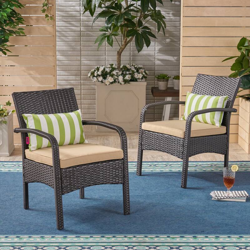 Roomfitters Cordoba Outdoor Wicker Club Chair with Water Resistant Cushions, Patio Armchair, Brown and Tan - Single Unit
