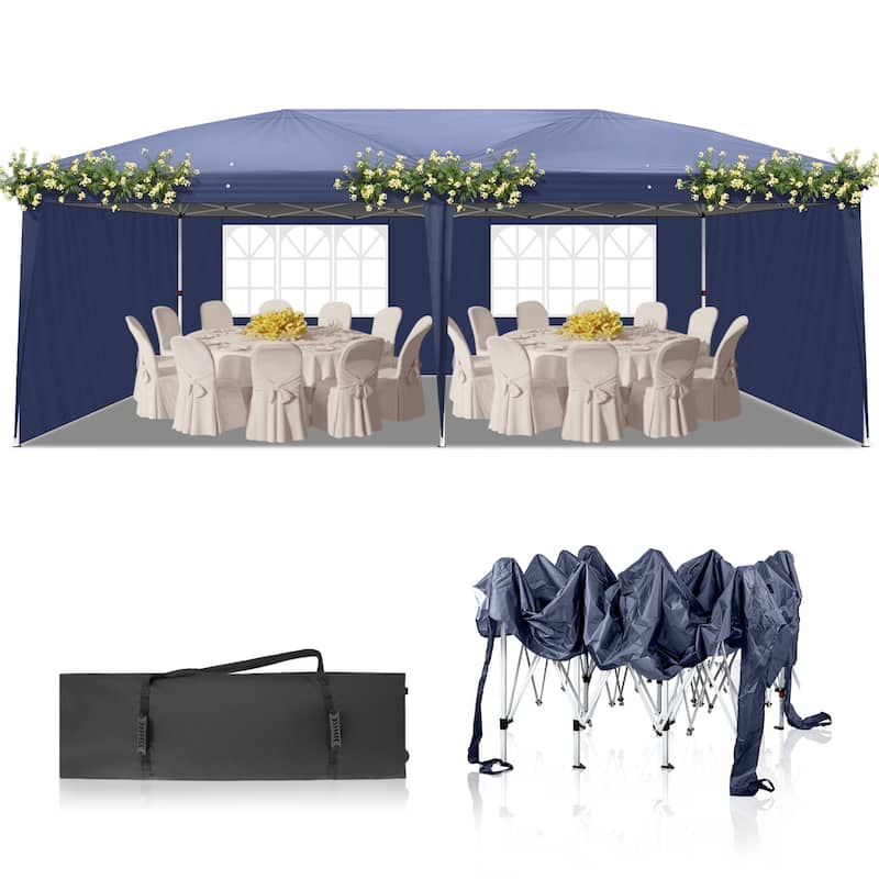 Large Waterproof Outdoor Event Tent 20x10 ft with Windows and Doors Heavy Duty Steel Frame Canopy for Parties Camping