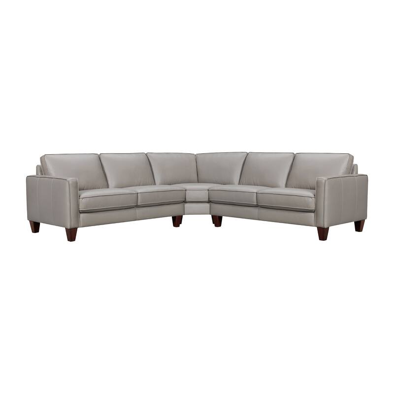 HomeRoots Gray Leather L Shaped Three Piece Corner Sectional