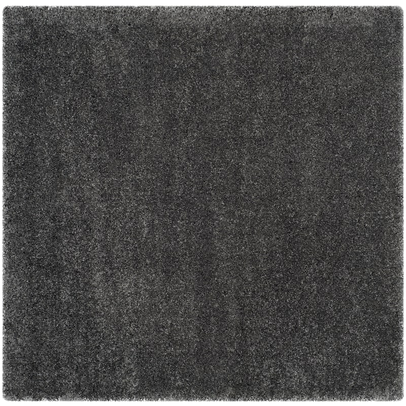 SAFAVIEH Santa Monica Shag Einara 2-inch Thick Area Rug - 6'7" Square - Dark Grey - Square