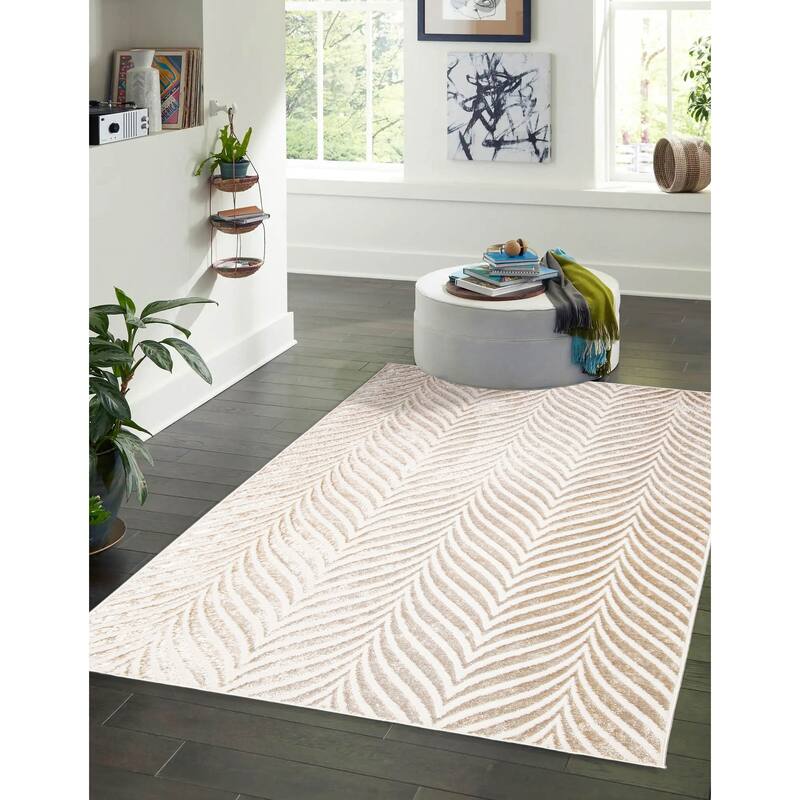 ECARPETGALLERY Machine Woven Roman Ivory Area Rug