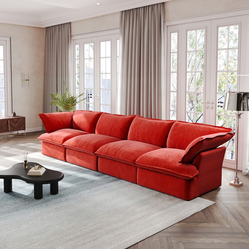 Modular Sectional Sofa Couch, 162.98" Velvet 4 Seater Sofa, Sofa Couch for Living Room Apartment