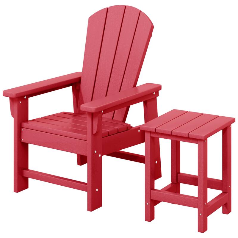 Laguna Kids Outdoor Poly Adirondack Chair With Side Table 2-Piece Set - Red