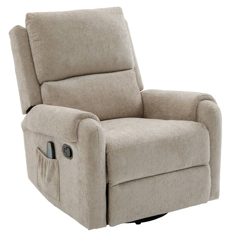 Christopher Knight Home - Solara Upholstered Swivel Rocker Recliner Chair with Massage and Side Storage Pocket