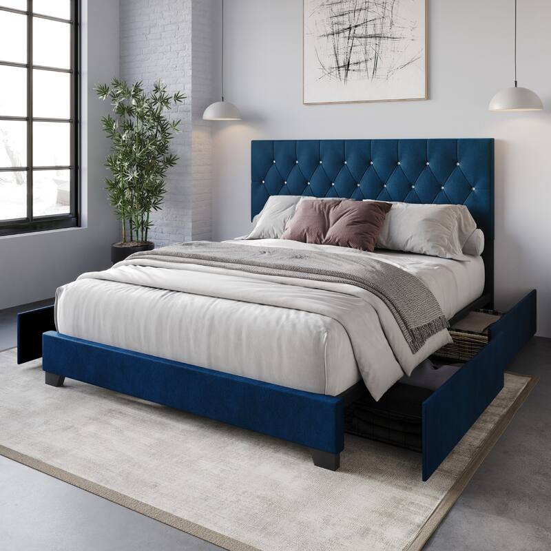 Sheffield Tufted Upholstered Storage Platform Bed