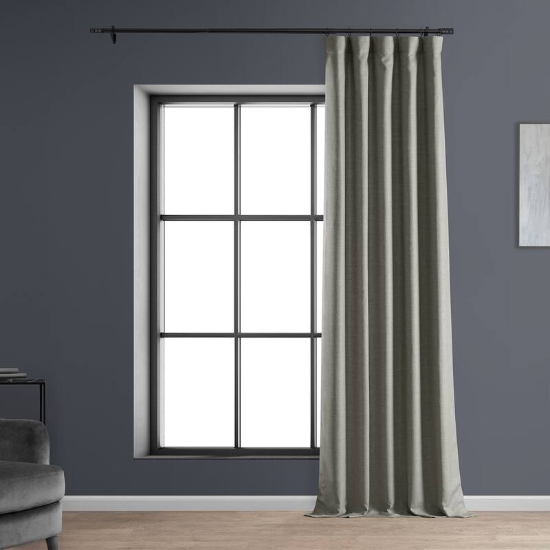 Exclusive Fabrics Italian Faux Linen Room Darkening Curtains (1 Panel) - Sophisticated Drapery for Versatile Décor
