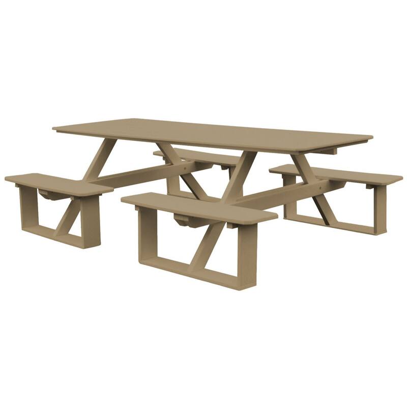 Poly Lumber 8' Walk-In Table - Weathered Wood