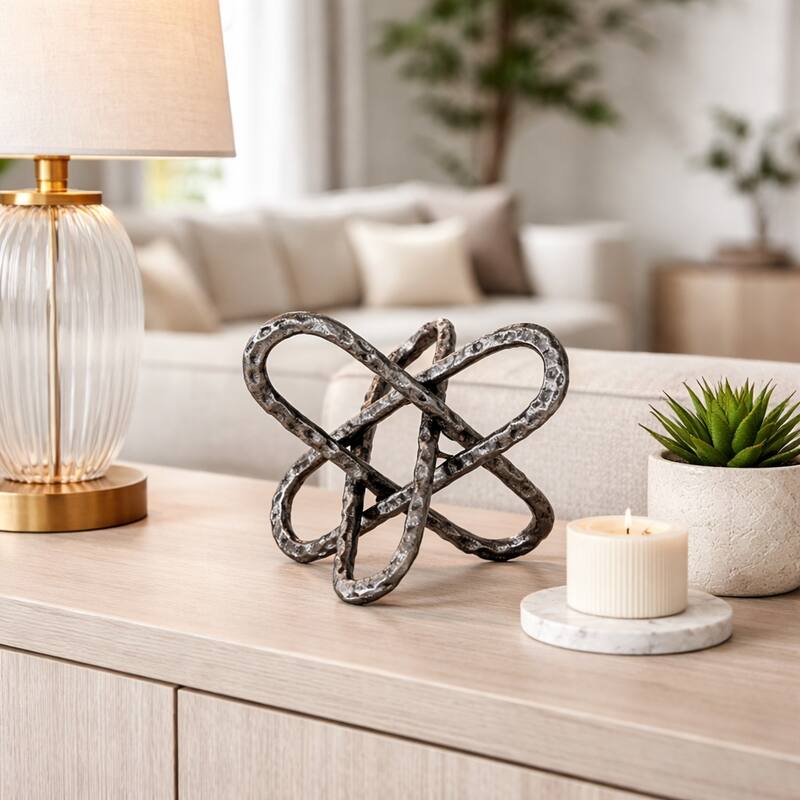 Contemporay Metal Round Edge Jack Decorative Object - 9.0"