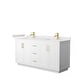 preview thumbnail 53 of 114, Miranda Double Vanity Set, Cultured Marble Top, No Mirror 66-Inch Double - White, Gold Trim, White Cultured Marble Top