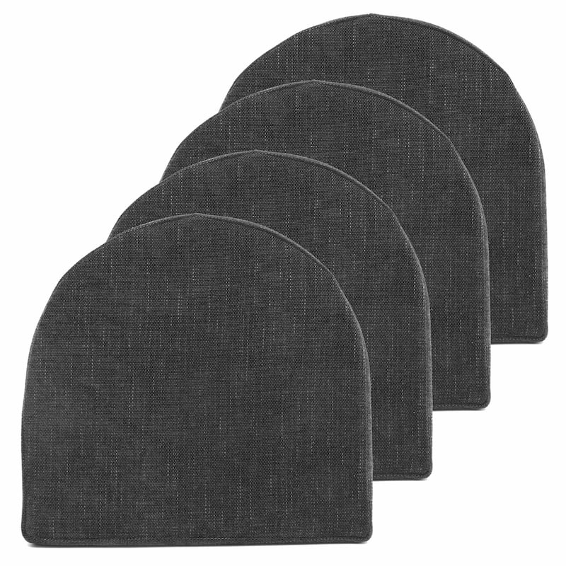 Sweet Home Collection U-Shape Molded Memory Foam Chair Pads With Ties - Black - Set of 4