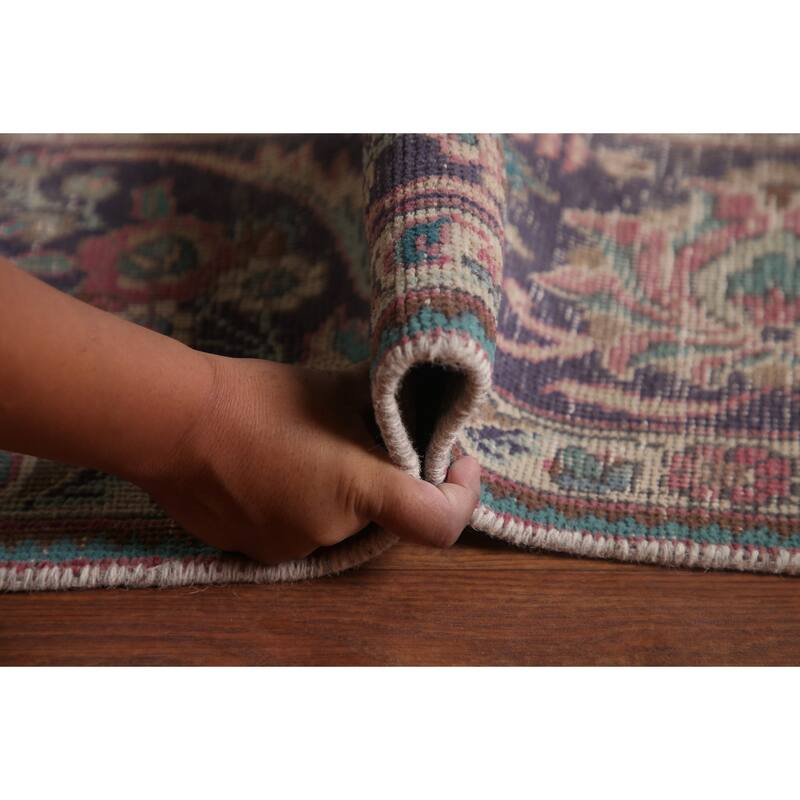 Distressed Tabriz Persian Antique Area Rug Handmade Wool Carpet - 9'9" x 12'8"