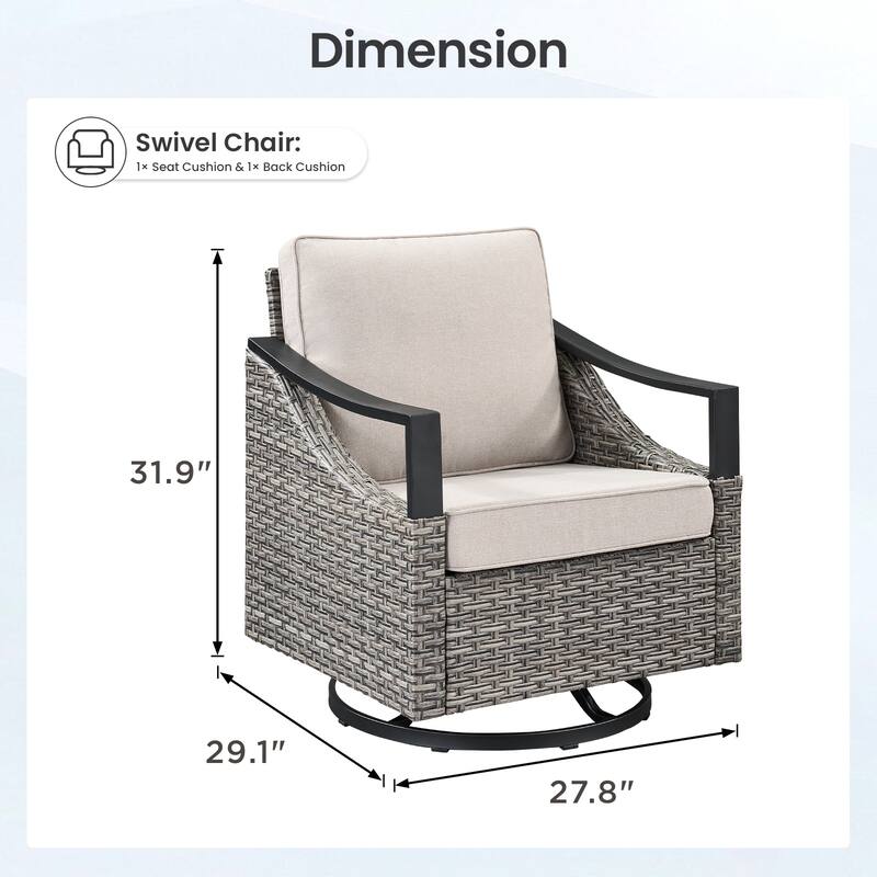 Pocassy Outdoor Patio Swivel Glider Chairs with Cushion