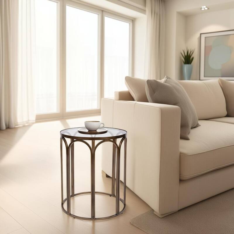 Allan Andrews Round Brass Metal Side and Accent Table - 24"H x 20"D x 20"W
