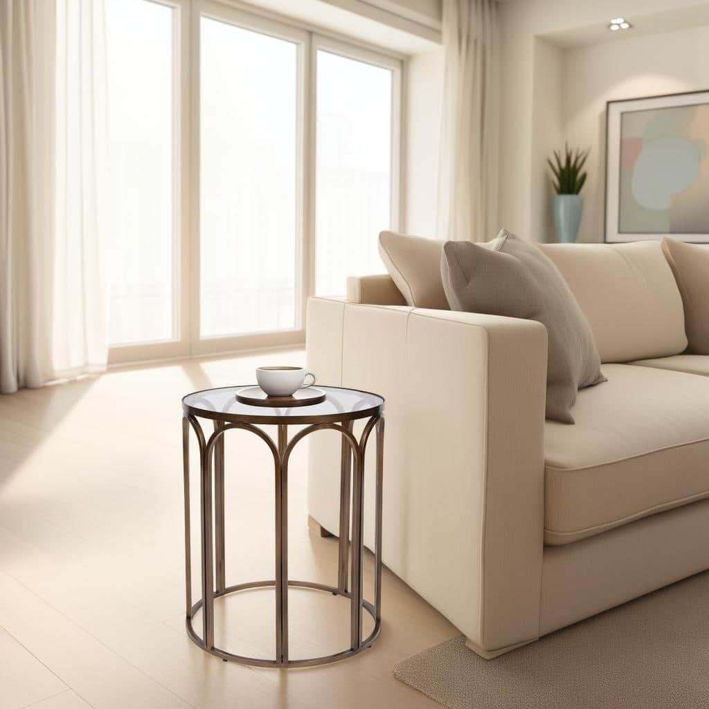 Allan Andrews Round Brass Metal Side and Accent Table - 24"H x 20"D x 20"W