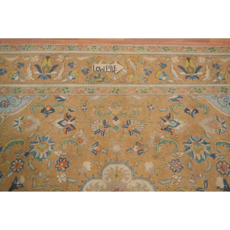 Hand Knotted Oriental 100% Wool Carpet Traditional Floral Oranges & Rust Tabriz Area Rug - 12' 9'' X 9' 9''
