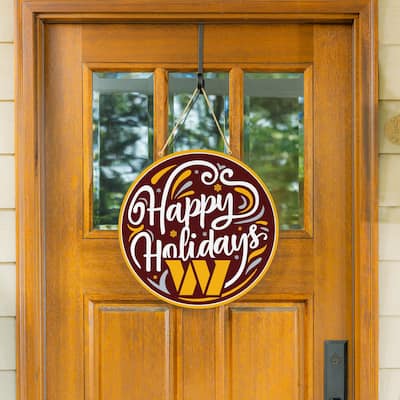 Washington Commanders 18" x 18" Happy Holidays Door Décor Wall Sign - 18" x 18"