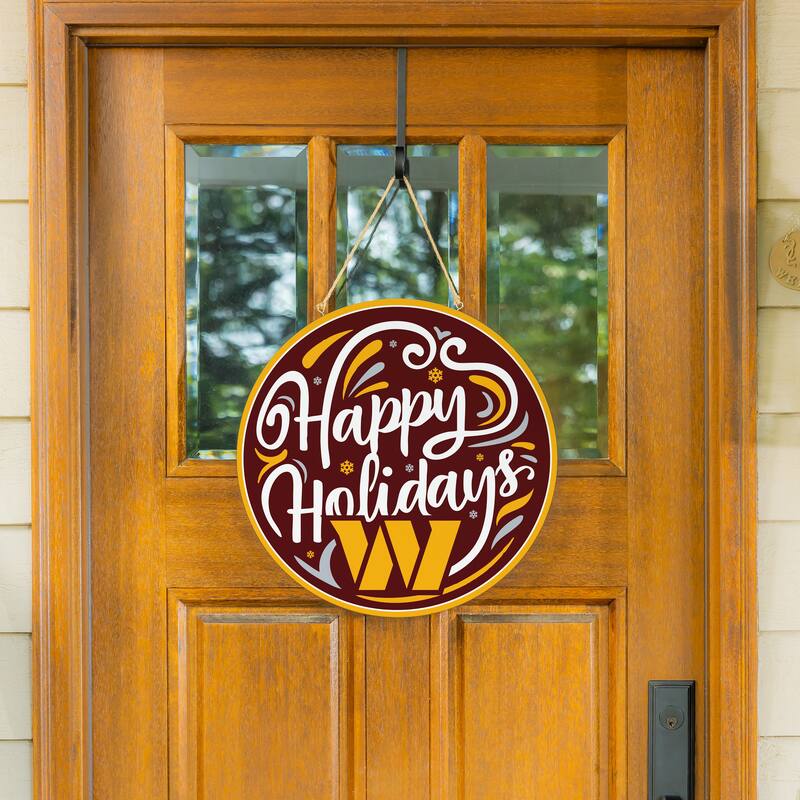 Washington Commanders 18" x 18" Happy Holidays Door Décor Wall Sign - 18" x 18"