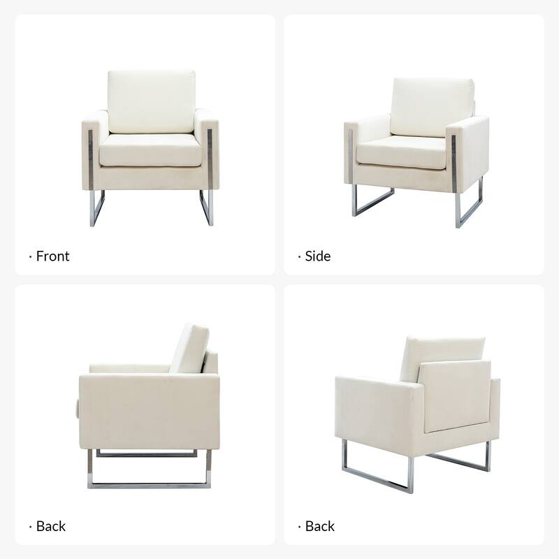 Elastus Modern Velvet Club Chair with Chic Metal Legs Set of 2 by HULALA HOME